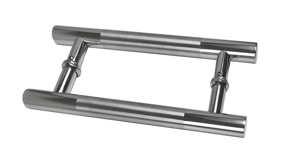 Nerezové madlo na dvere (296mm / ø 25mm), na sklo 8-12mm, leštená / brúsená nerez K320 /AISI304