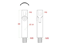 Čap s kĺbom ø14mm, L-68mm, brúsená nerez AISI304 - slide 1