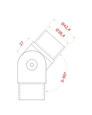 Spojka nastavitelná s kloubem na trubku ø 42.4 mm, broušená nerez K320 / AISSpojka nastavitelná s kloubem na trubku ø 42,4 mm, broušená nerez K320 / AISI304 - slide 1