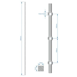 Tyč 2m, opískovaná, profil 14mm, rozteč 140mm, oko 14,5mm