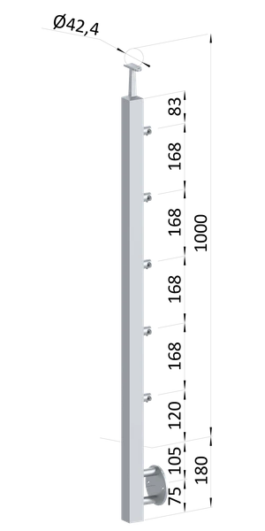 Nerezový sloup, boční kotvení, 5řadový průchozí, vnitřní - slide 0