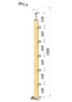 drevený stĺp, vrchné kotvenie, 5 radový, priechodný, vrch pevný (40x40mm), materiál: buk, brúsený povrch bez náteru