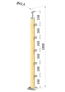 dřevěný sloup, vrchní kotvení, 5 řadový, průchozí, vrch pevný (40x40mm), materiál: buk, broušený povrch bez nátěru