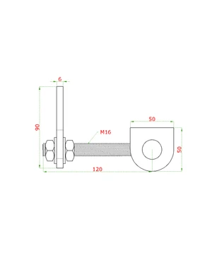 Nerezový pant nastavitelný M16 s kotevní deskou, otevírání 180°, broušená nerez K320 / AISI304 - slide 1