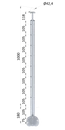 Nerezový sloup, boční kotvení rohové, 8 děrový na lanko, rohový: 90°, vrch pevný (ø 42.4x2mm), broušená nerez K320 /AISI304