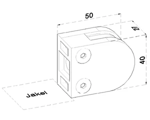 ZAMAK svorka skla plochá (50x40x27mm) pre sklo 6-10.76mm, materiál: zliatina AL/ZN, bez povrchovej úpravy (možnosť lakovania) - slide 1