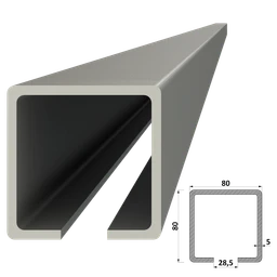 C profil 80x80x5mm pozink pre samonosný systém, v dĺžka 1-7m