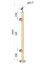 drevený stĺp, vrchné kotvenie, výplň: sklo, ľavý, vrch nastaviteľný (ø 42mm), materiál: buk, brúsený povrch bez náteru