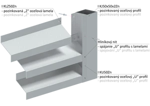 Z-profil lamela L-2000 mm, 23x34x23x1,5 mm, zinkovaný plech, použití pro plotovou výplň, možnost použít s KU50Zn, cena za 2 metrový kus - slide 3