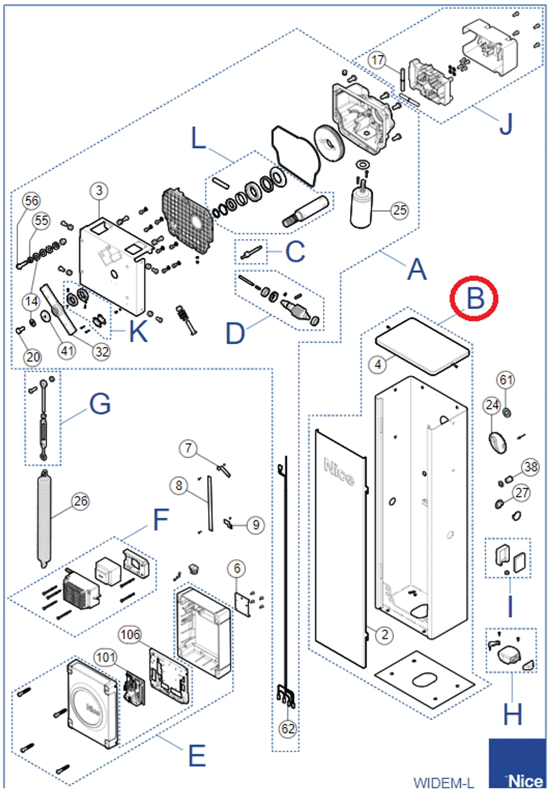 SPCAB02400 kit krytu závory pre WIDEL