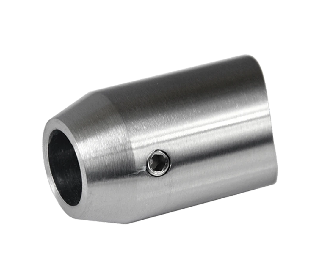 Držák tyče ø 12 mm koncový na naražení na trubku ø 42,4 mm (33x22 mm), broušená nerez K320 / AISI304