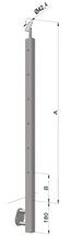 nerezový stĺp, bočné kotvenie, 6 dierový koncový, ľavý, vrch nastaviteľný (40x40mm), brúsená nerez K320 /AISI304