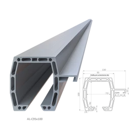 Hliníkový C profil 95x100 mm pro samonosný systém, materiál EN AW-6060 T66, přírodní hliník bez povrchové úpravy