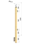 dřevěný sloup, boční kotvení, výplň: sklo, koncový, pravý, vrch nastavitelný (40x40mm), materiál: buk, broušený povrch s nátěrem BORI (bezbarvý)