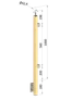 dřevěný sloup, boční kotvení, výplň: sklo, koncový, pravý, vrch nastavitelný (40x40mm), materiál: buk, broušený povrch s nátěrem BORI (bezbarvý)