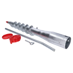 Zemná skrutka / zemný vrut - kruhová s vymedzeniami 26-55x560mm, uťahovacia tyč v balení, žiarový pozink - slide 0