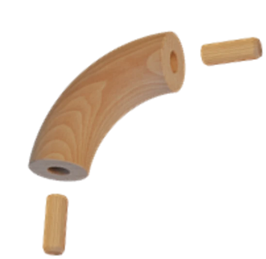 Dřevěný spojovací oblouk (ø 42 mm / 90°), materiál: buk, broušený povrch bez nátěru