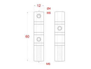 Úchyt so závitom M6 pre nerezové lanko ø4mm, brúsená nerez K320/AISI304 - slide 2