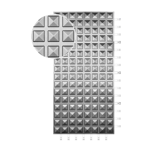 Plech oceľový pozinkovaný DX51D, rozmer 2000x1000x1,2mm +/- 0.5%, lisovaný vzor - ŠTVOREC 95x95mm, 3D efekt - slide 2