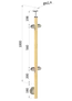 drevený stĺp, bočné kotvenie, výplň: sklo, priechodný, vrch pevný (ø 42mm), materiál: buk, brúsený povrch bez náteru