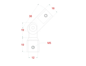 Spoj nastavitelný na trubku ø 12 mm (90-180°) s kloubem, broušená nerez K320 / AISI30 - slide 1