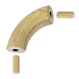 Dřevěný spojovací oblouk (ø 42 mm / 90°), materiál: dub, broušený povrch bez nátěru - slide 0