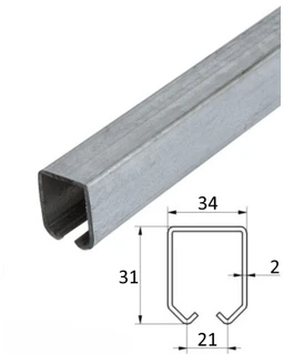 Profil PICOLO 34x31x2mm pozinkovaný pre závesný systém, dĺžka 2, 3, 4 alebo 6m, cena za KUS