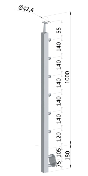 Nerezový sloup, boční kotvení, 6řadový průchozí, vnitřní - slide 0