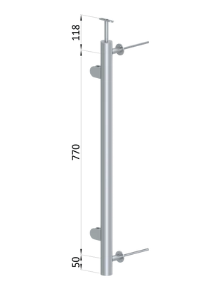 nerezový stĺp, bočné kotvenie, výplň: sklo, ľavý, vrch pevný, (ø 42.4x2mm), brúsená nerez K320 /AISI304 - slide 1