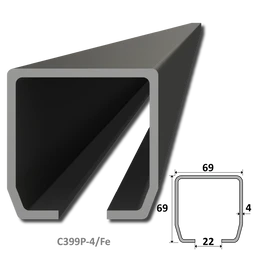 C profil PICCOLO 69x69x4 mm černý, pro samonosný systém, v délkách 1, 2, 3, 4, 5, 6 m, cena za KUS