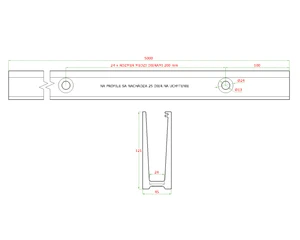 Hliníkový kotevní profil pro sklo 12-22 mm, vrchní kotvení. Bez příslušenství, povrchová úprava brus, cena za délku 5000 mm - slide 1