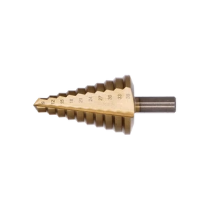 stupňovitý kuželový vrták HSS 4341 TiN 9-36, 3 ploché boční úchopy - slide 1