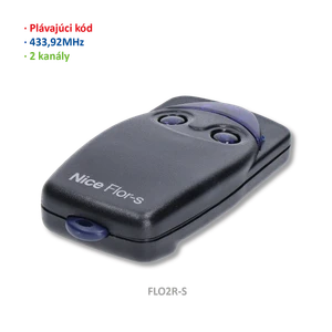 Vysílač 2kanálový, 433MHz, plovoucí kód, černý - slide 0