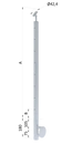 nerezový stĺp, bočné kotvenie, 8 dierový priechodný na lanko, vrch nastaviteľný, (ø 42.4x2mm), brúsená nerez K320 /AISI304