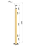 drevený stĺp, vrchné kotvenie, výplň: sklo, pravý, vrch pevný (40x40mm), materiál: buk, brúsený povrch s náterom, BORI (bezfarebný)