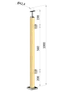 dřevěný sloup, vrchní kotvení, výplň: sklo, pravý, vrch pevný (40x40mm), materiál: buk, broušený povrch s nátěrem, BORI (bezbarvý)