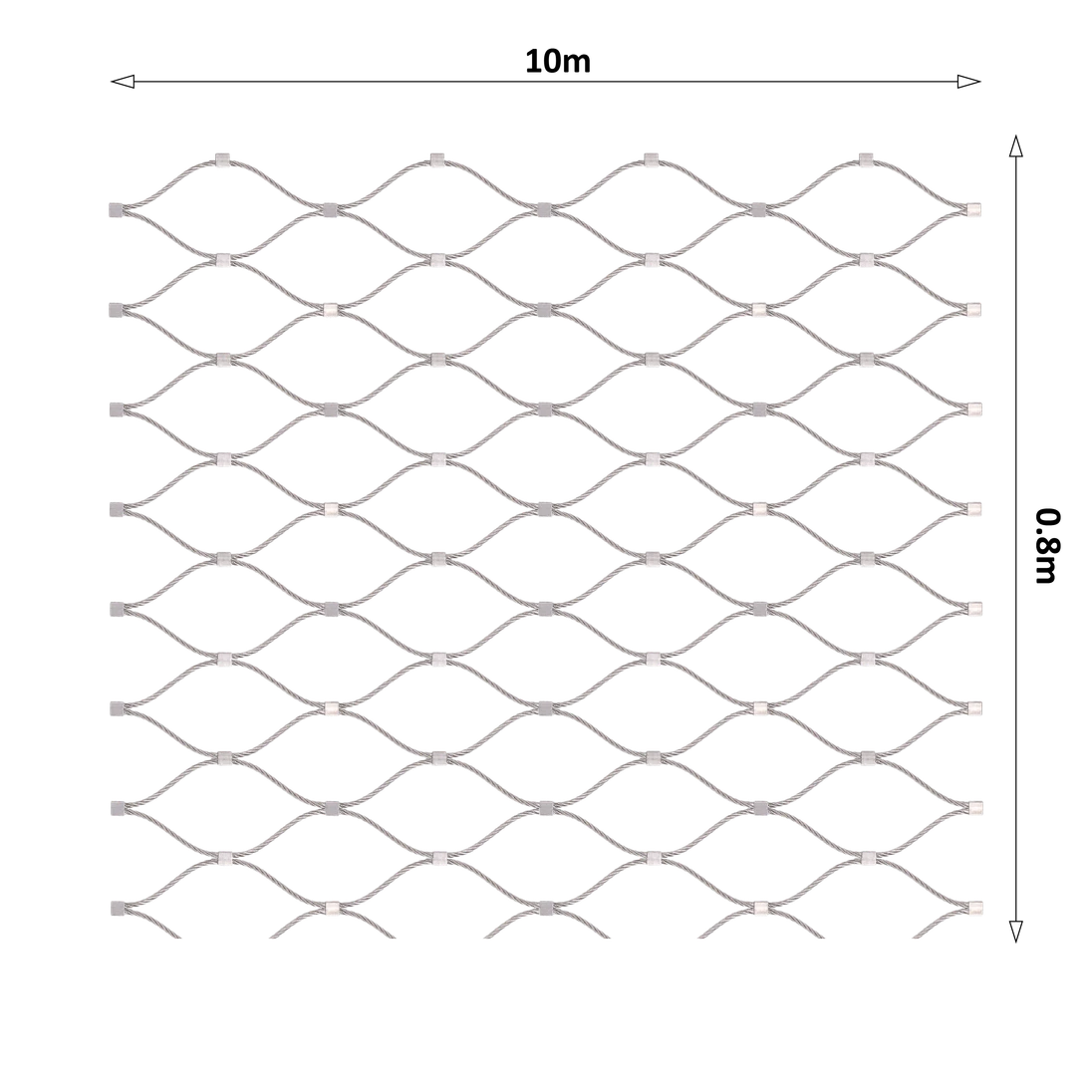 Lanková síť, 0.8mx10m, oko 60x104mm, t-3mm, nerez AISI316