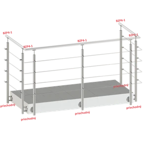 Nerezový sloup, boční kotvení, bez výplně, 4 řadový se závitem M6, vnější, vrch pevný, (ø 42.4x2mm), broušená nerez K320 /AISI304 - slide 2