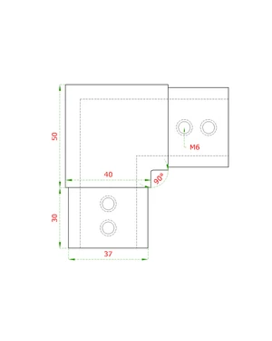 prechod - koleno 90° (40x40x1.5mm) na madlo EB1-JHM40, lepený spoj, brúsená nerez K320 /AISI304 - slide 1