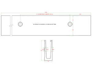 AL. kotviaci profil pre sklo 12-22mm, bočné kotvenie. Bez príslušenstva, povrchová úprava brús, cena za dĺžku 2500mm - slide 1