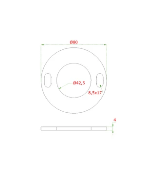 Kotvící plotna (ø 80mm) na trubku ø 42.4mm, bez povrchové úpravy /AISI304 - slide 1