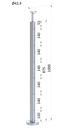 Nerezový sloup, vrchní kotvení, 6děrový, lanko, koncový