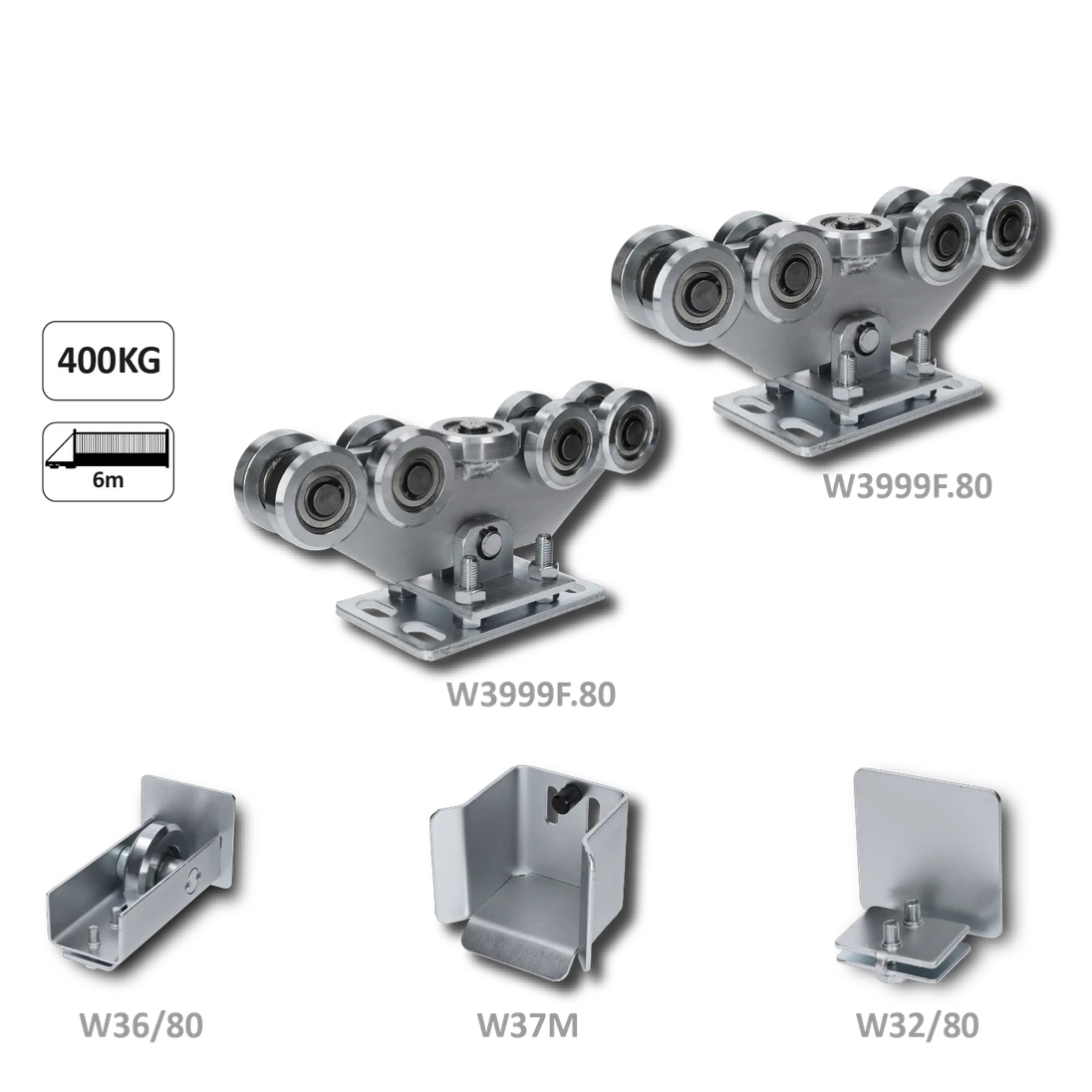 set bez profilu pre samonosný systém, (2x W3999F.80, 1x W32/80, 1x W36/80, 1x W37M)