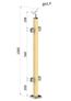 drevený stĺp, vrchné kotvenie, výplň: sklo, priechodný, vrch nastaviteľný (40x40mm), materiál: buk, brúsený povrch bez náteru