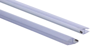 Plastové těsnění magnetické, na sklo 8mm, mezi dvoje skleněné dveře, 180°, 2200mm, 2ks - slide 1