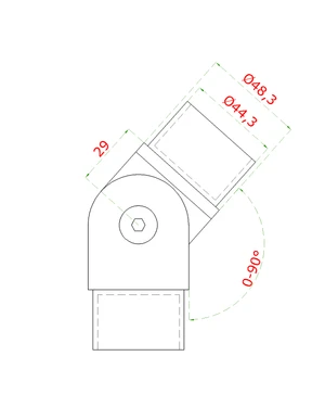 spojka nastaviteľná s kĺbom na trubku ø 48.3 mm, brúsená nerez K320  /AISI304 - slide 1