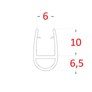 plastové tesnenie na sklo 6mm, medzi sklenené dvere a stenu alebo podlahu, 2200mm - slide 1