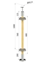 dřevěný sloup, vrchní kotvení, výplň: sklo, rohový, vrch pevný (ø 42mm), materiál: buk, broušený povrch s nátěrem BORI (bezbarvý)