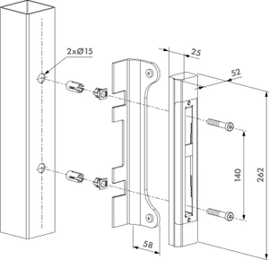 LOCINOX® SFKO dorazová lišta pre zámky FORTYLOCK, FIFTYLOCK, SIXTYLOCK, nastaviteľná pre šírku profilu 40 - 60 mm - slide 1