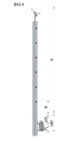 Nerezový sloup, boční kotvení, 6 děrový koncový, pravý, vrch nastavitelný (ø 42,4x2 mm), broušená nerez K320 / AISI304